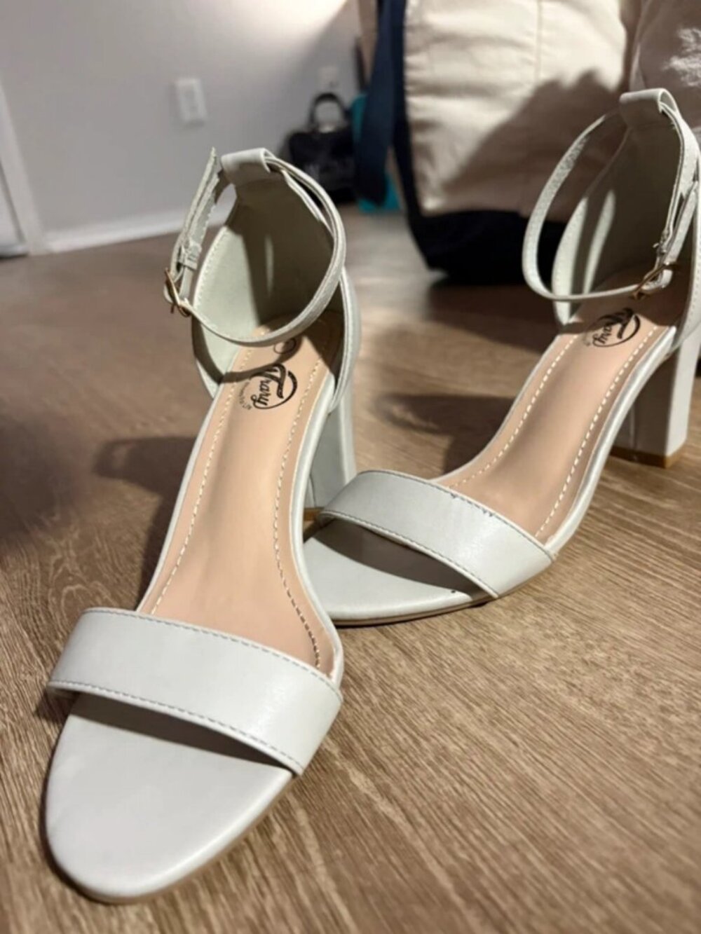 Trary Block Chunky Open Toe Ankle Strap heel.